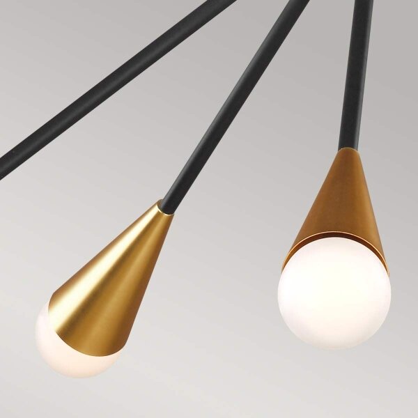Feiss FE-JAX10-MB - Lampadario a sospensione con supporto rigido LED JAX 10xG9/3W/230V nero/oro