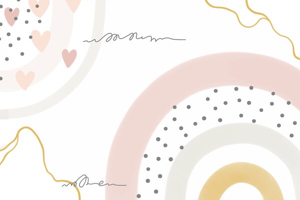 Carta da parati Uno sfondo bianco con cerchi e punti rosa e grigi, Carta da parati per Bambini, Carta da parati popolare, u99373 - Tapeko.it