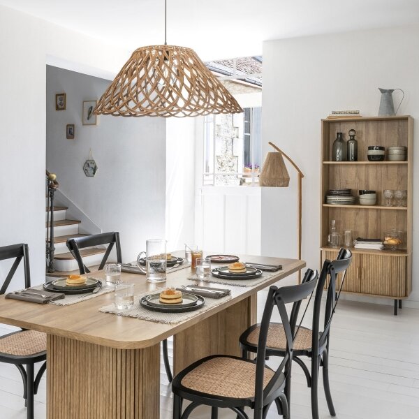 Atmosphera - Lampada con piedistallo PALM 1xE27/60W/230V bambù/canapa