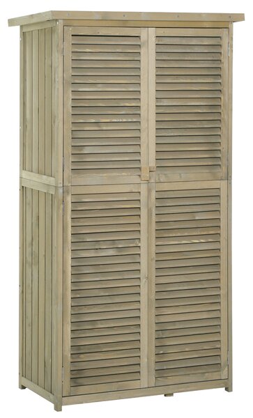 Outsunny Casetta da Giardino con Tetto Impermeabile, Armadio da Esterno Porta con 4 Scompartimenti in Legno, 87x46.5x160cm, Grigio | Aosom Italy