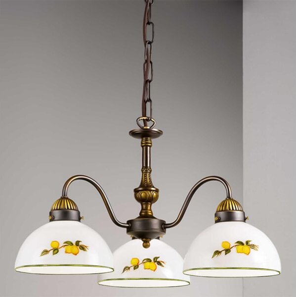 Kolarz 731.83.126 - Lampadario a sospensione con catena NONNA 3xE27/75W/230V limoni