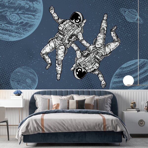 Carta da parati Due astronauti che fluttuano nello spazio, Carta da parati Spazio, Carta da parati popolare, w00630v1 - Tapeko.it