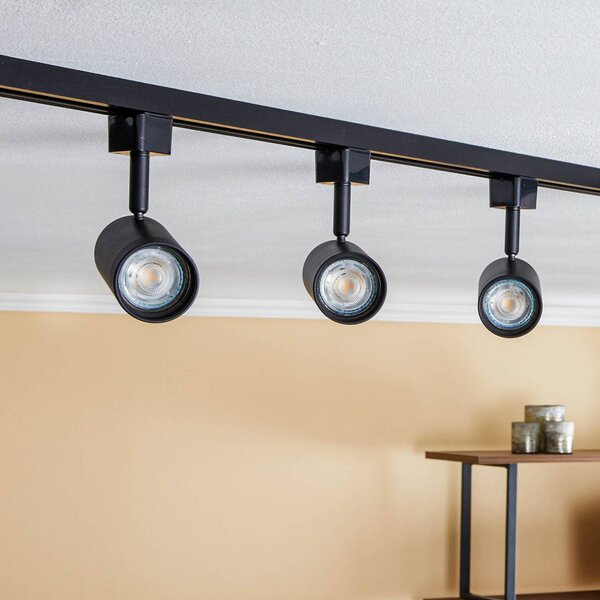Sistema binario monofase Prios, nero, a 3 luci, GU10 Jorell PRIOS, dimmerabile, Nero, Soggiorno / Sala da pranzo, Alluminio, Moderno, Lampada a binario