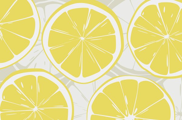 Carta da parati Fette di limone, agrumi tagliati, astrazione, frutta, colore giallo, Carta da parati Cibo e bevande, w00725v2 : Uwalls.it