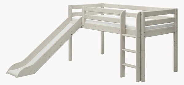 Letto alto per bambini in legno di pino con scivolo Classic