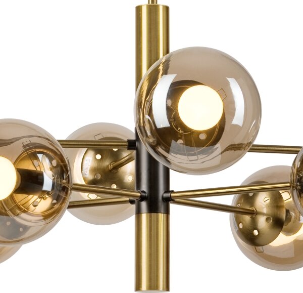 Lampadario a sospensione con supporto rigido ROLLO 8xE14/5W/230V oro/fumé beige