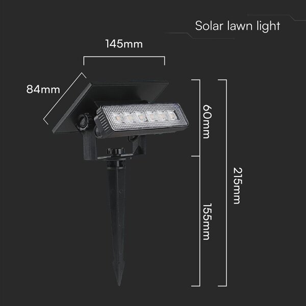 Lampada LED solare LED/0,9W/3,7V 3000K IP65 1200 mAh nero