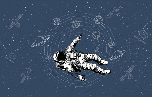 Carta da parati Un astronauta che fluttua nello spazio, Carta da parati Spazio, Carta da parati popolare, w00712 - Tapeko.it