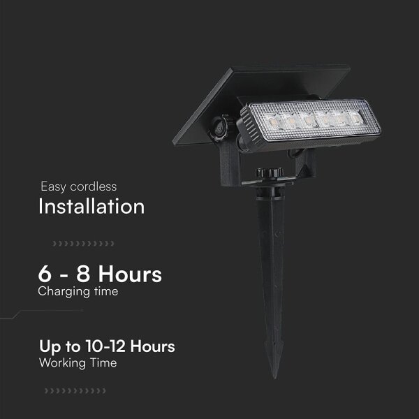 Lampada LED solare LED/0,9W/3,7V 3000K IP65 1200 mAh nero