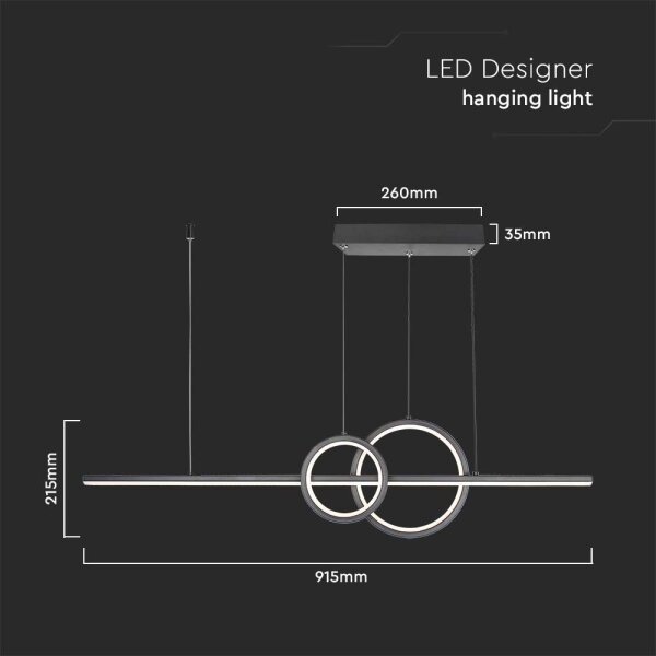 Lampadario LED a sospensione con filo LED/15W/230V 4000K 80 cm nero