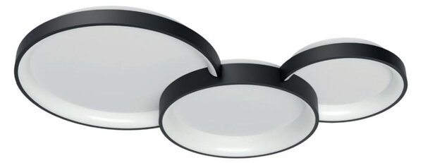 COMBI PLAFONIERA TRE CERCHI ORO,BIANCO O NERO LED 72W CCT DIMMERABILE LARGHEZZA CM 105 MODERNA