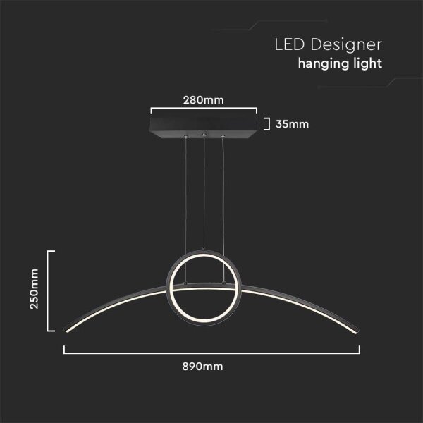 Lampadario LED a sospensione con filo LED/30W/230V 4000K 88 cm nero