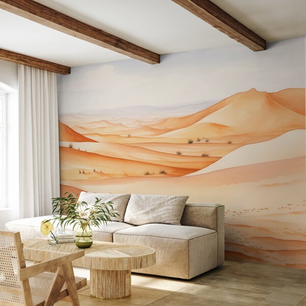 Carta da parati Dune nel deserto, paesaggio del paesaggio dell'acquerello della sabbia, colore blu e, Carta da parati Natura, w00892 : Uwalls.it