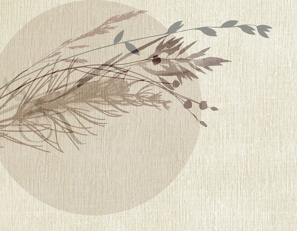 Carta da parati Un'illustrazione minimalista di una forma circolare con, Carta da parati Natura, Carta da parati Foglie, w00902 : Uwalls.it