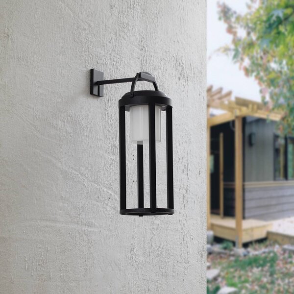 Lucande lampada LED solare 2 in 1 Tilena, nera, rotonda, alluminio Tilena Lucande, dimmerabile, Nero, Alluminio, Moderno, Lampada solare da esterni