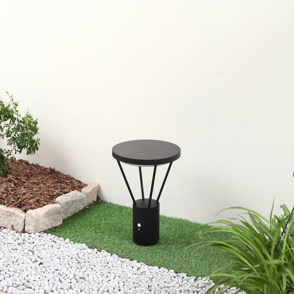 Lucande lampioncino LED solare Elario, 44 cm, nero, sensore Elario, Nero, Alluminio, Moderno, Lampade solari