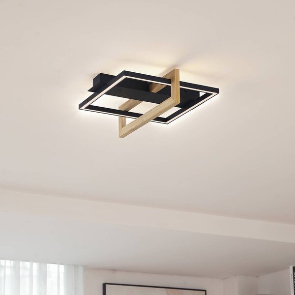 Plafoniera a LED Holamu Lindby, Nero, Soggiorno / Sala da pranzo, Alluminio, Moderno, Plafoniera LED
