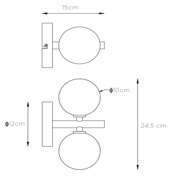 Lucide Applique Tycho, 2 luci, oro/fumè