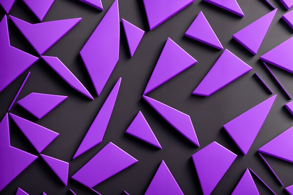 Carta da parati Triangoli viola su una superficie nera, Carta da parati 3d figure, Carta da parati popolare, u94590 - Tapeko.it