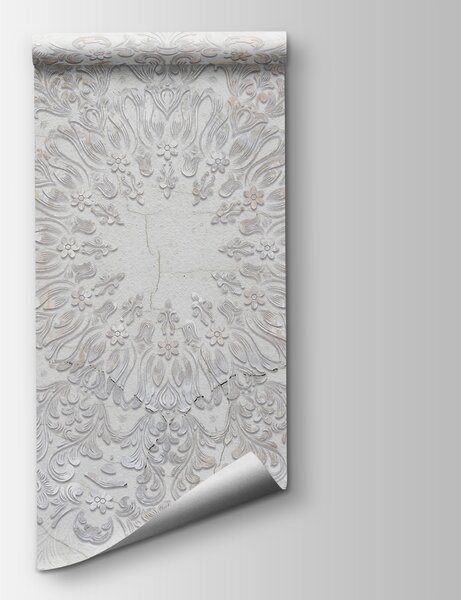 Carta da parati Un motivo circolare bianco e grigio, Carta da parati 3d, Carta da parati popolare, w01249 - Tapeko.it