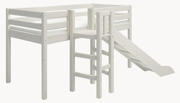 Letto alto per bambini in legno di pino con scivolo Classic