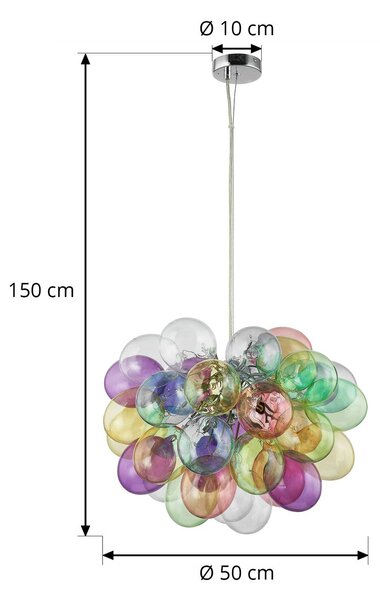 Lampada a sospensione Lucande Diborah, colorata, vetro, Ø 50 cm, G9