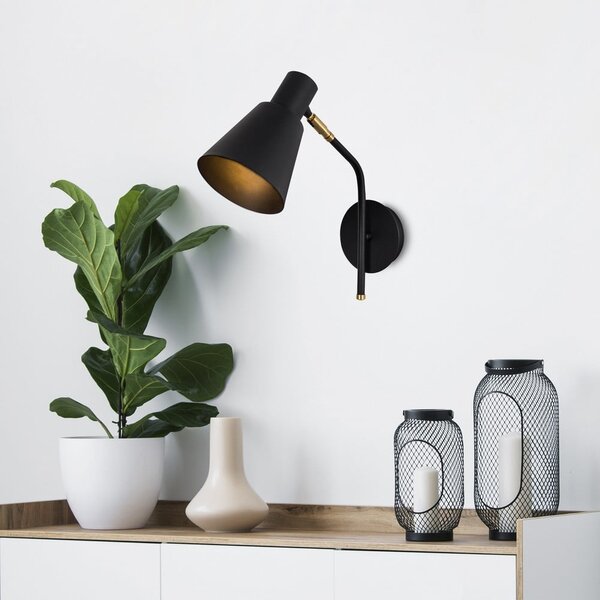 Lampada da parete nera/dorata ø 15 cm Kem – Opviq lights