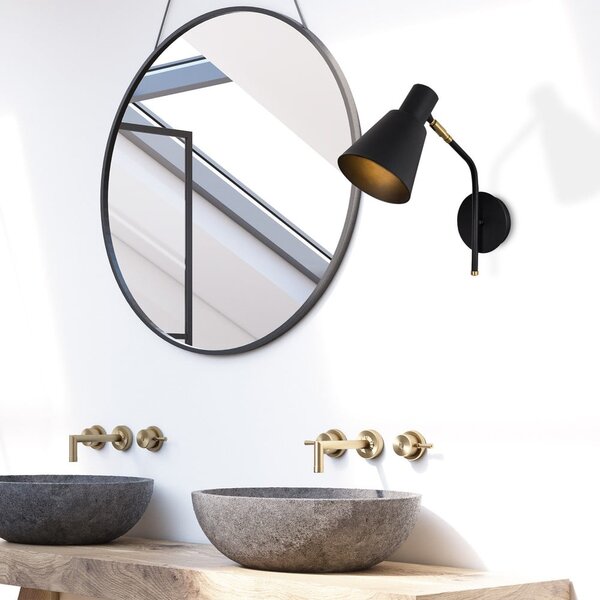 Lampada da parete nera/dorata ø 15 cm Kem – Opviq lights