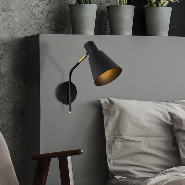 Lampada da parete nera/dorata ø 15 cm Kem – Opviq lights