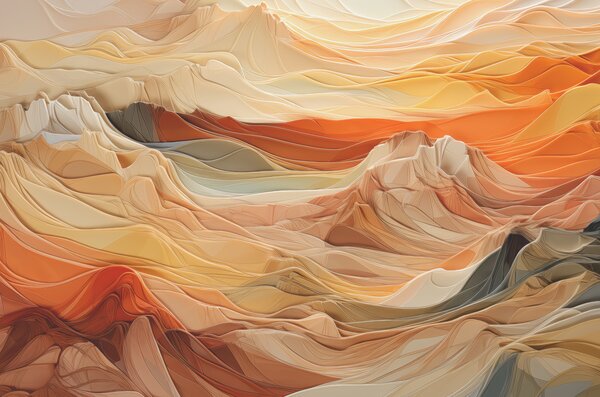 Carta da parati Una montagna colorata con linee, Carta da parati 3d figure, Carta da parati popolare, w07885 - Tapeko.it