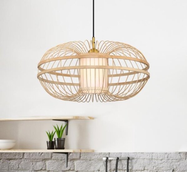 Westinghouse 61255 - Lampadario a sospensione con filo TULCEA 1xE27/60W/230V bambù