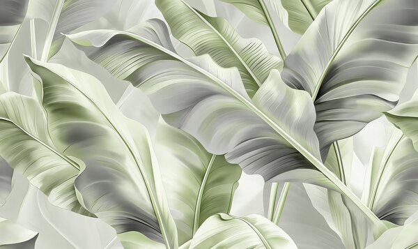 Carta da parati lussuose grandi foglie di banano nei toni del, Carta da parati Natura, Carta da parati Foglie di Palma, w07876v3 : Uwalls.it