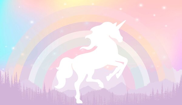 Carta da parati Silhouette pony e sfondo colorato in stile, Carta da parati per Bambini, Carta da parati per bambini Arcobaleno, w07912 : Uwalls.it
