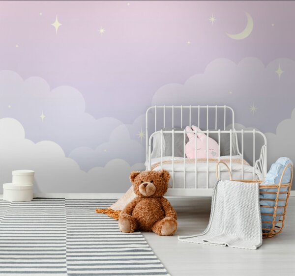 Carta da parati Una luna e delle nuvole in cielo, Carta da parati per Bambini, Carta da parati popolare, u72088 - Tapeko.it
