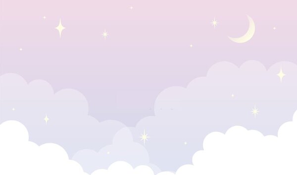 Carta da parati Una luna e delle nuvole in cielo, Carta da parati per Bambini, Carta da parati popolare, u72088 - Tapeko.it