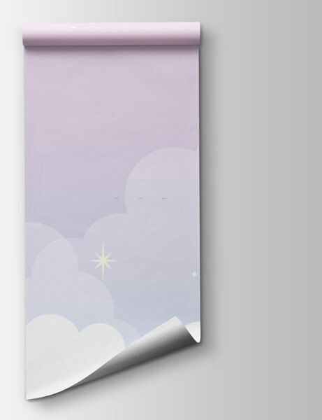 Carta da parati Una luna e delle nuvole in cielo, Carta da parati per Bambini, Carta da parati popolare, u72088 - Tapeko.it