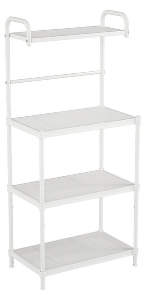 Costway Carrello da cucina per microonde con 4 livelli struttura in metallo mensole a rete, Carrello multiuso Bianco