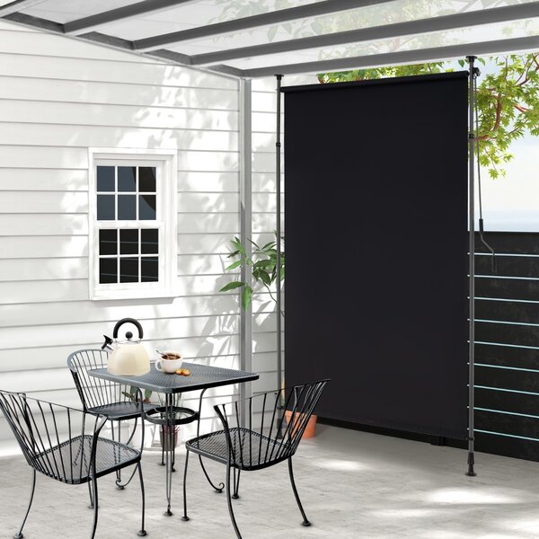 Costway Tenda parasole retrattile verticale per patio con regolabile in altezza, Tenda a rullo da esterno con manovella 150 cm