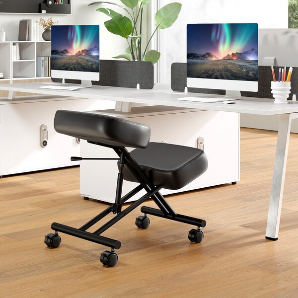 Costway Sedia ergonomica regolabile in altezza per inginocchiarsi, Sedia ergonomica con sedile angolato Nero