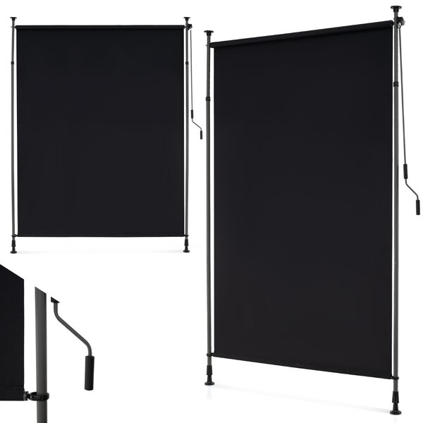 Costway Tenda parasole retrattile verticale per patio con regolabile in altezza, Tenda a rullo da esterno con manovella 150 cm