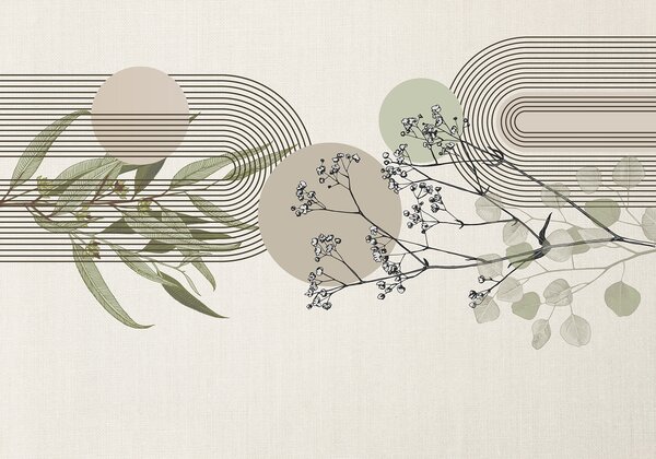 Carta da parati Un'astrazione minimalista con forme organiche, rami di alberi stilizzati o piante con, Carta da parati Design, w07979 : Uwalls.it