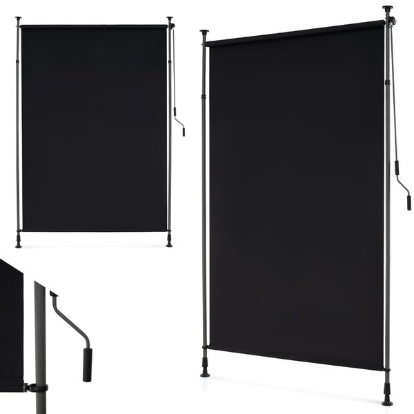 Costway Tenda parasole retrattile verticale per patio con regolabile in altezza, Tenda a rullo da esterno con manovella 200 cm