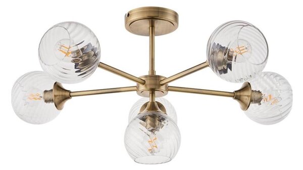 Endon 103171 - Lampadario a sospensione con supporto rigido ALLEGRA 6xE14/7W/230V ottone/limpido