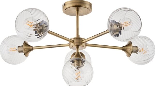 Endon 103171 - Lampadario a sospensione con supporto rigido ALLEGRA 6xE14/7W/230V ottone/limpido