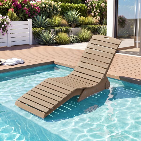 Costway Lettino prendisole da giardino con ruote impermeabile design ergonomico a curva a S, Lettino sdraio per spiaggia e piscina Marrone