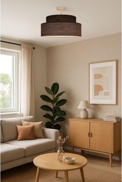 Lampadario a plafone GRACE 1xE27/60W/230V diametro 40 cm marrone/beige