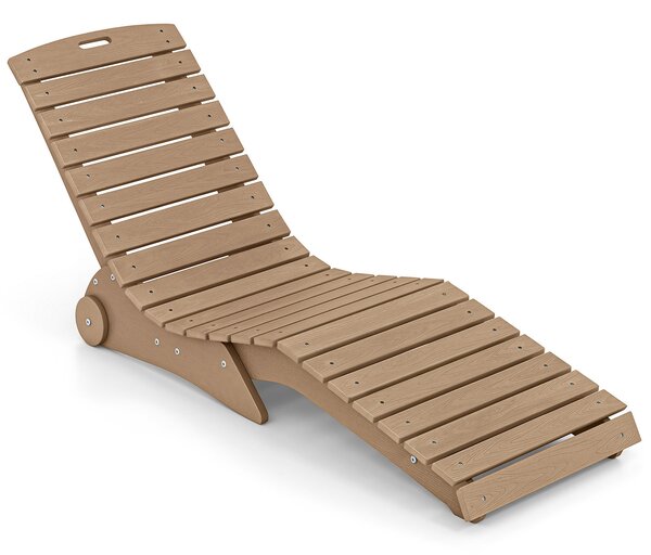 Costway Lettino prendisole da giardino con ruote impermeabile design ergonomico a curva a S, Lettino sdraio per spiaggia e piscina Marrone