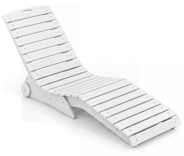 Costway Lettino prendisole da giardino con ruote impermeabile design ergonomico a curva a S, Lettino sdraio per spiaggia e piscina Bianco
