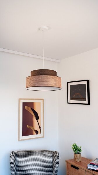 Lampadario a sospensione con filo GRACE 1xE27/60W/230V diametro 40 cm marrone/beige