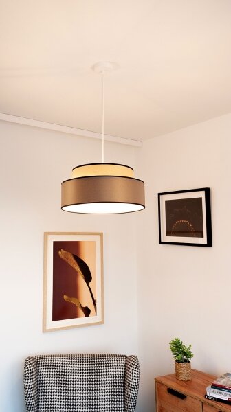 Lampadario a sospensione con filo GRACE 1xE27/60W/230V diametro 40 cm beige/marrone